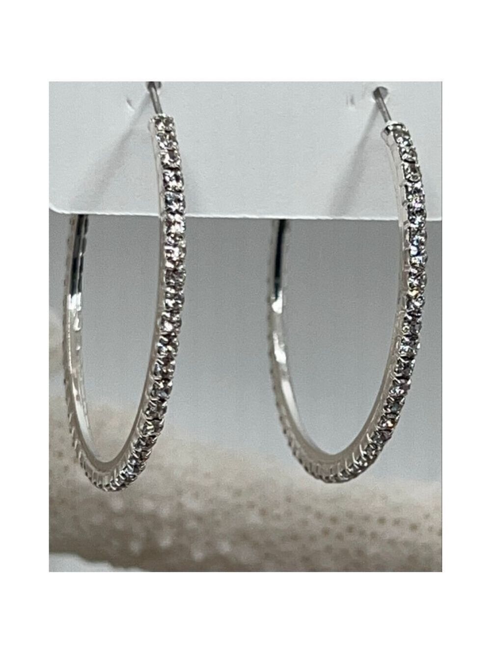 Baubles Silver Channel Set Hoops - Picture 2 of 9